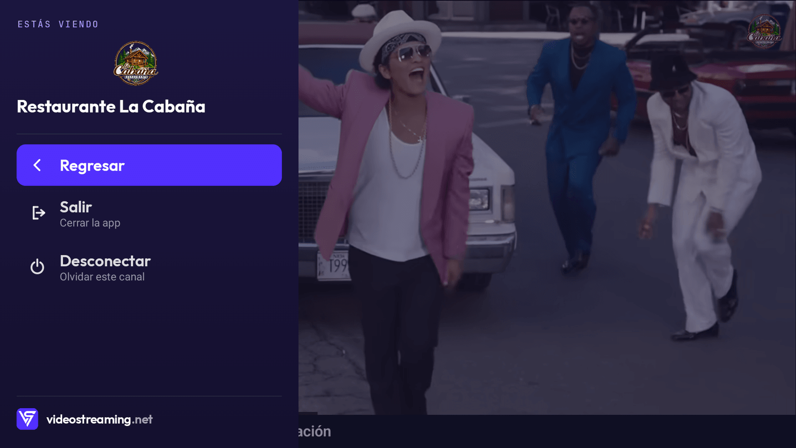El menú en pantalla